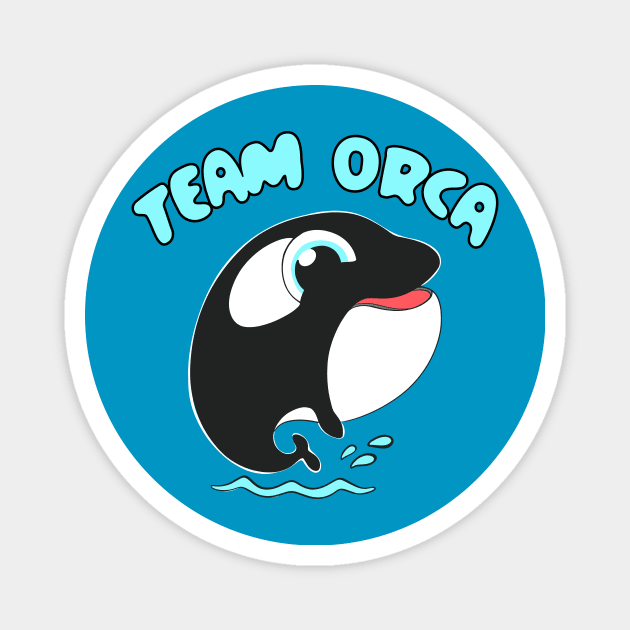 Team Orca Whale Cartoon Splashing Water Kawaii Chibi Magnet by BluVelvet